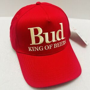 Budweiser‎ King Of Beers Snapback Hat Cap Adjustable Red Trucker Outdoors